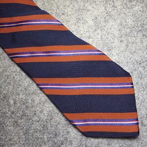 Peter Elliot Silk Blend Tie - Red / Blue Diagonal Stripes Woven Short Skinny